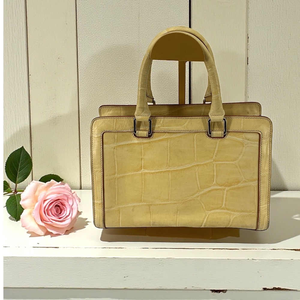 Dooney & Bourke Made in Italy Leather‎ Lock Satchel | Croco Embossed - Picture 2 of 14